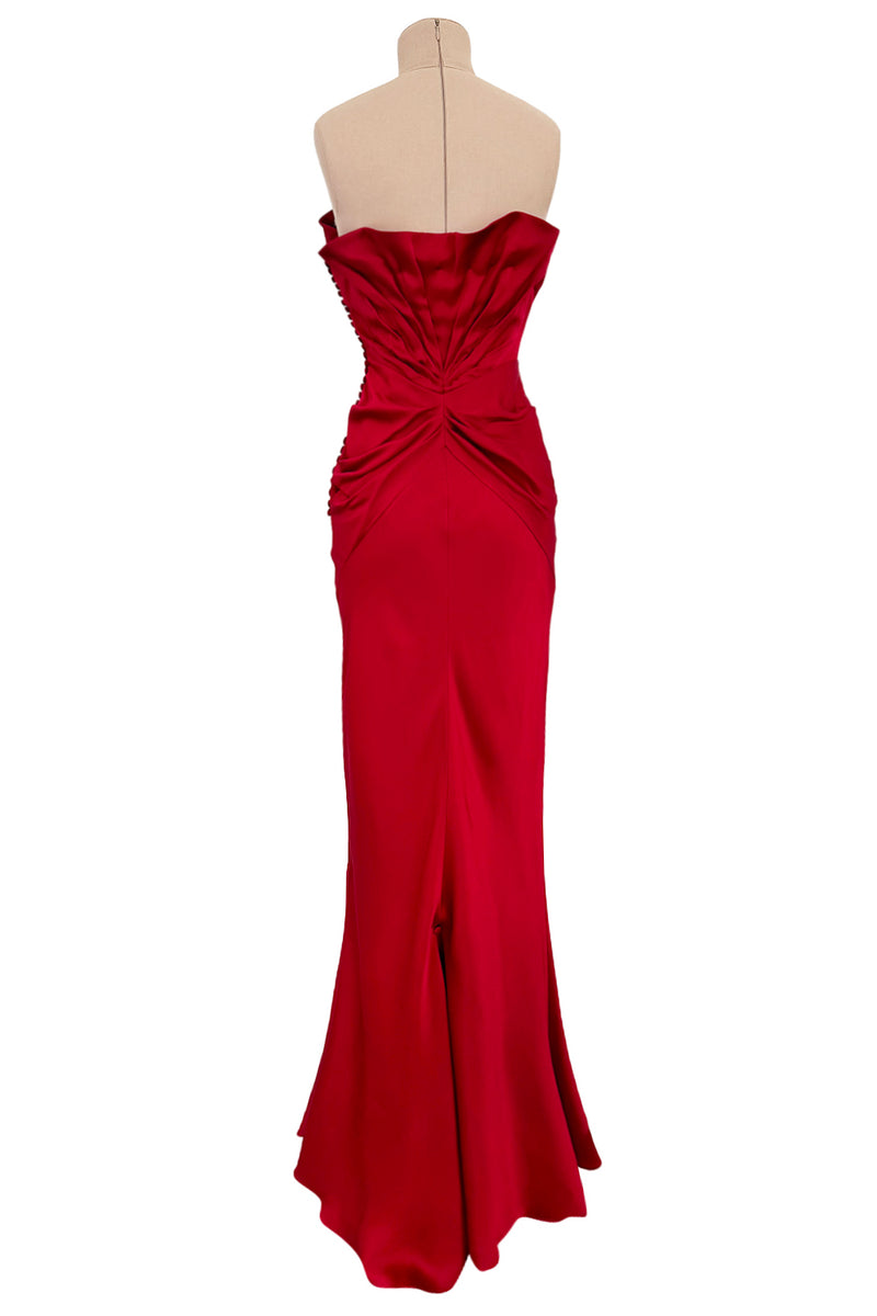 red dior dress Vintage 2006 Christian Dior by Galliano Ruby Red Velvet Asymmetric Draped Bias-Cut Gown