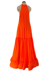 Resort 2016 Stella McCartney Runway Finale Look 34 Silk Dress w Gold Metal Collar & Ruffled Hem