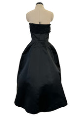 Extraordinary Winter 1954 Cristobal Balenciaga Haute Couture Strapless Black Silk Dress w Lace Bodice
