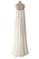 Incredible 2022 Alexander McQueen by Sarah Burton Ivory Silk Chiffon Dress w Heavily Detailed Bodoice
