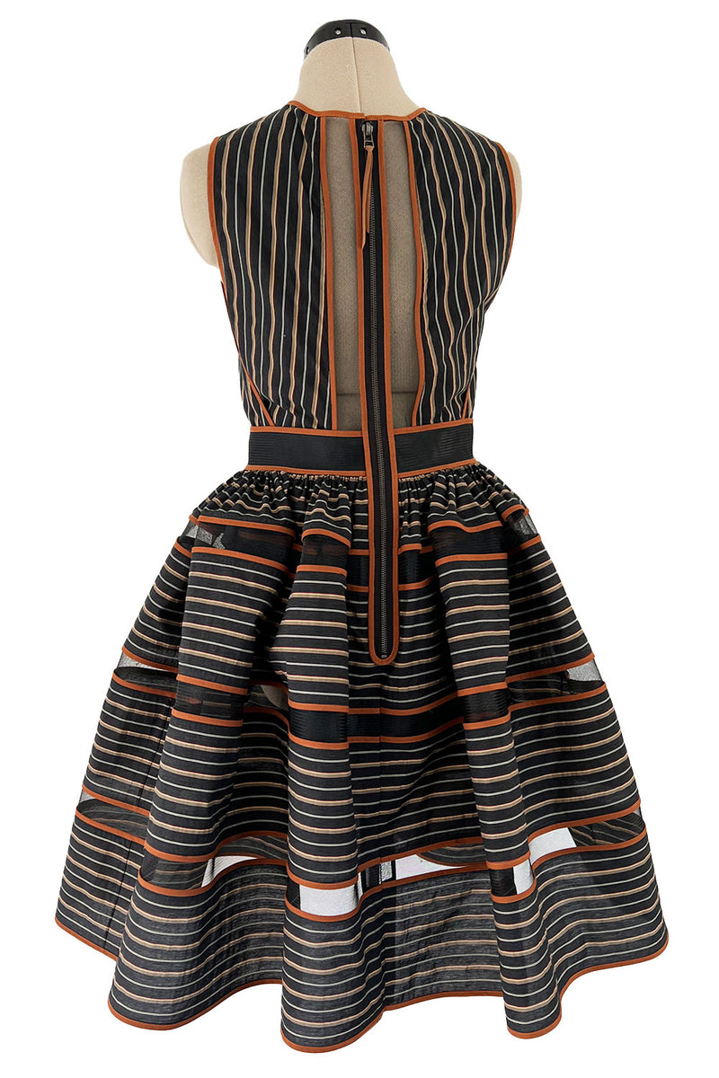 Amazing 2010s Fendi by Karl Lagerfeld Striped Cotton Dress w Transpare Shrimpton Couture Amazing 2010s Fendi by Karl Lagerfeld Striped Cotton Dress w Transpare Shrimpton Couture