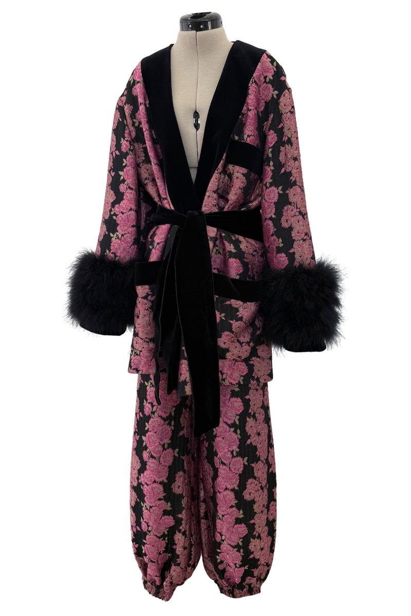 Custom Gucci by Alessandro Michele Pink & Black Metallic Pant & Jacket Set