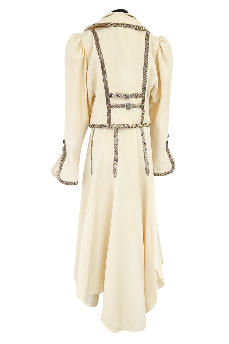 Important 1972 Bill Gibb Couture Debut Collection Lizard Detailed Cream Jacket & Scalloped Edged Skirt