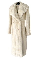 Iconic Fall 1996 Gucci by Tom Ford Runway Look 29 Menswear Inspired Ivory Faux Fur Coat w