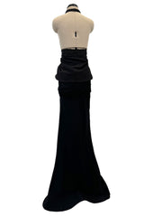 Outstanding Spring 2003 Christian Dior by John Galliano Bias Cut Black Silk Chiffon Dress w Lace Details & Sequin Halter