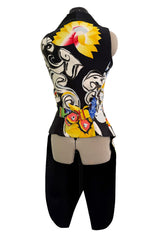 Very Rare Spring 1993 Versace by Gianna Versace Runway & Lookbook 'Miami Collection' Floral Print Silk Vest