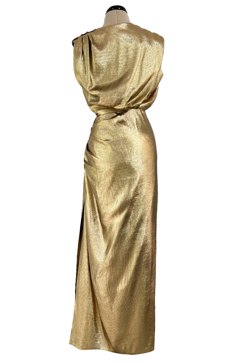 Iconic Fall 1991 Yves Saint Laurent Runway Slinky Gold Lame Dress w Go Shrimpton Couture Iconic Fall 1991 Yves Saint Laurent Runway Slinky Gold Lame Dress w Go Shrimpton Couture