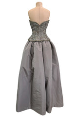 Incredible Fall 1996 Nina Ricci by Gerard Pipart Haute Couture Runway Strapless Silver & Gold Dress