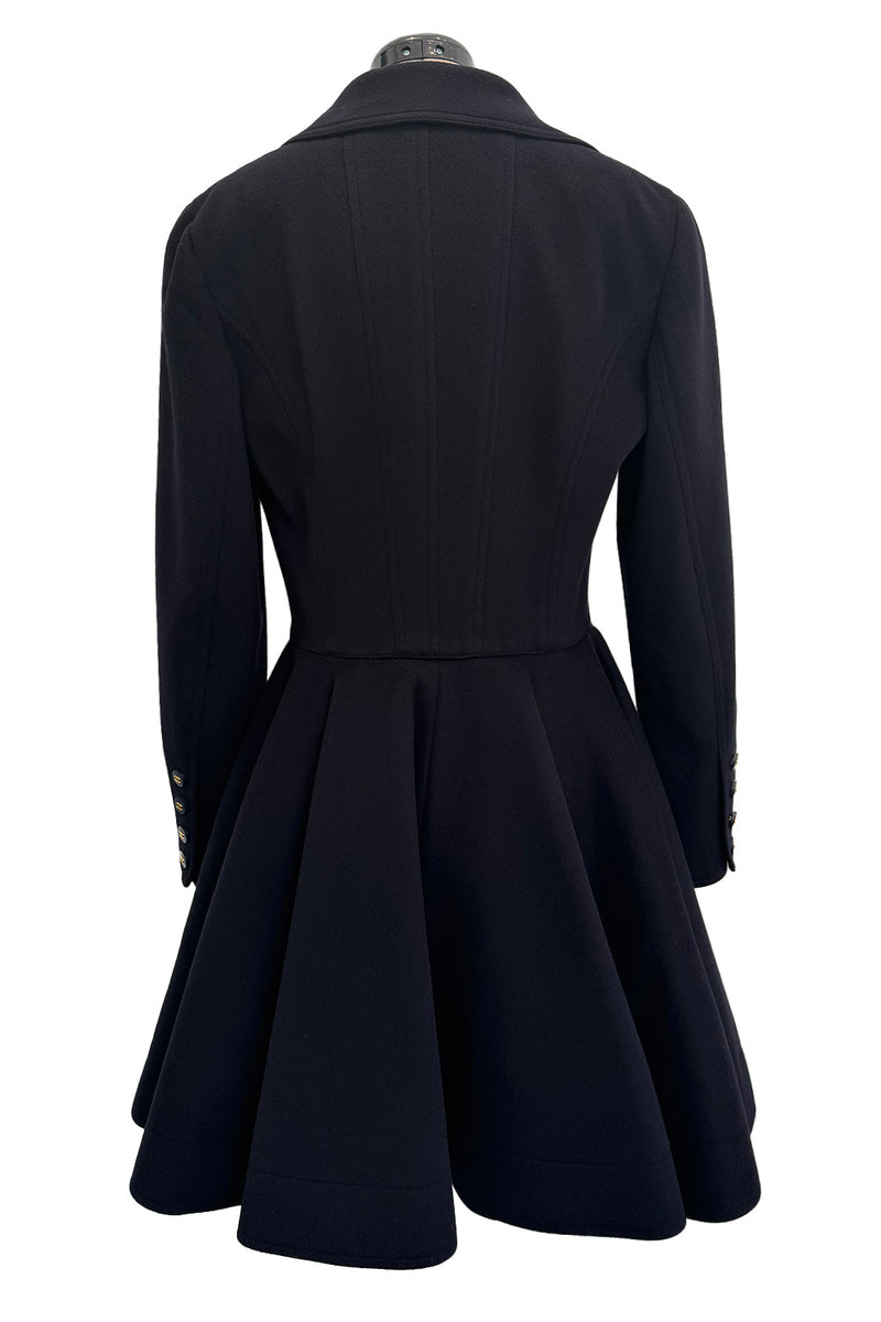 Amazing Fall 1994 Chanel by Karl Lagerfeld Runway Look 20 Deep Blue Black Cashmere Flare Jacket