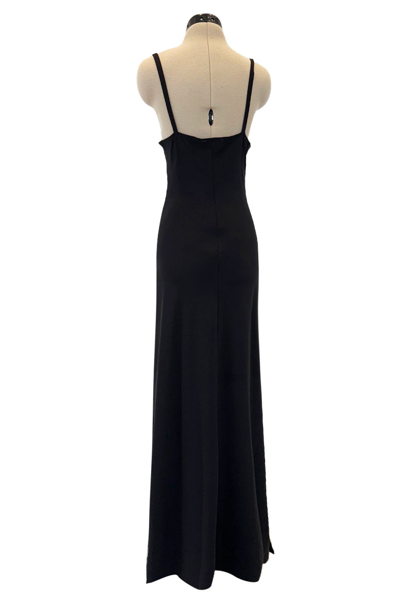 Minimalist c.1995- 1996 Gianni Versace Black Stretch Dress w Side Slit Shrimpton Couture Minimalist c.1995- 1996 Gianni Versace Black Stretch Dress w Side Slit Shrimpton Couture