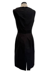 2010s Giambattista Valli Black Dress Stretch Sleeveless Dress w Front Metallic Thread Wool Inset