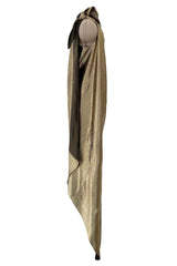 Rare Halston 1976 Couture One Shoulder Gold Metallic Lame Sarong Dress
