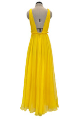 Resort 2018 Christian Dior by Maria Grazia Chiuri Runway Look 47 Plunge Yellow Silk Chiffon Dress Size 42