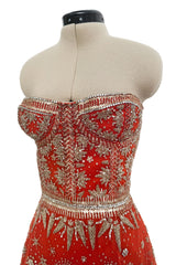 Exquisite 2020 Cucculelli Shaheen Collection 9 Strapless Hand Embroidered Carnelian Constellation Dress