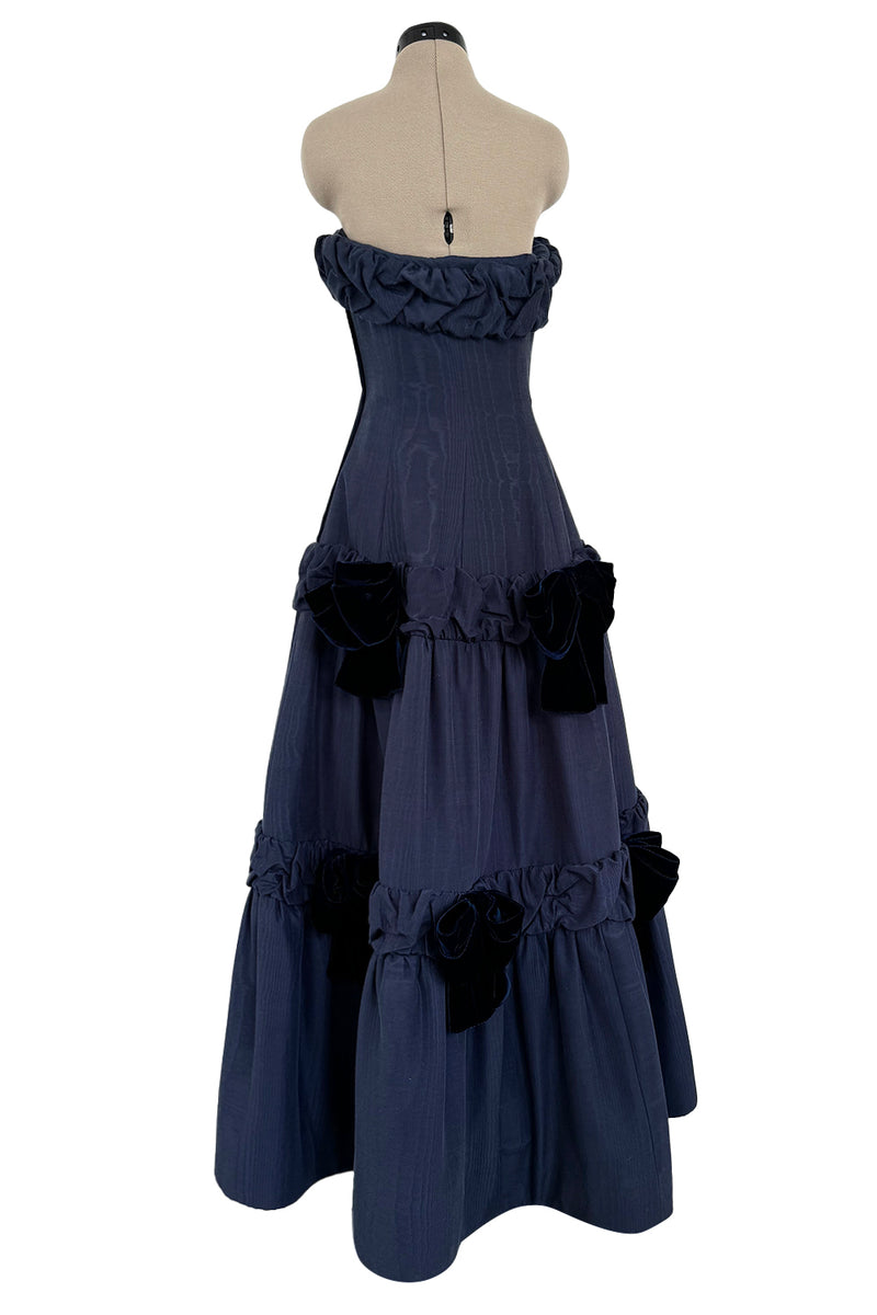 Incredible 1980s Hubert de Givenchy Haute Couture Strapless Blue Matte Shrimpton Couture Incredible 1980s Hubert de Givenchy Haute Couture Strapless Blue Matte Shrimpton Couture