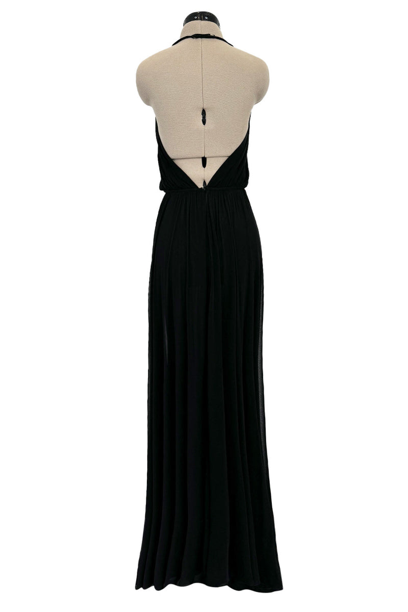 Incredible Resort 1979 Halston Black Bias Cut Silk Jersey Dress w Fron Shrimpton Couture Incredible Resort 1979 Halston Black Bias Cut Silk Jersey Dress w Fron Shrimpton Couture