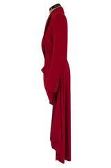 Important Fall 1999 Alexander McQueen 'The Overlook' Immaculately Tailored Rare Red Fantail Coat