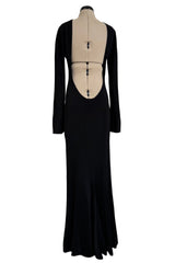 Incredible Fall 1998 Guy Laroche by Alber Elbaz Runway Black Jersey Reissue of the Mireille Darc Backless Dress