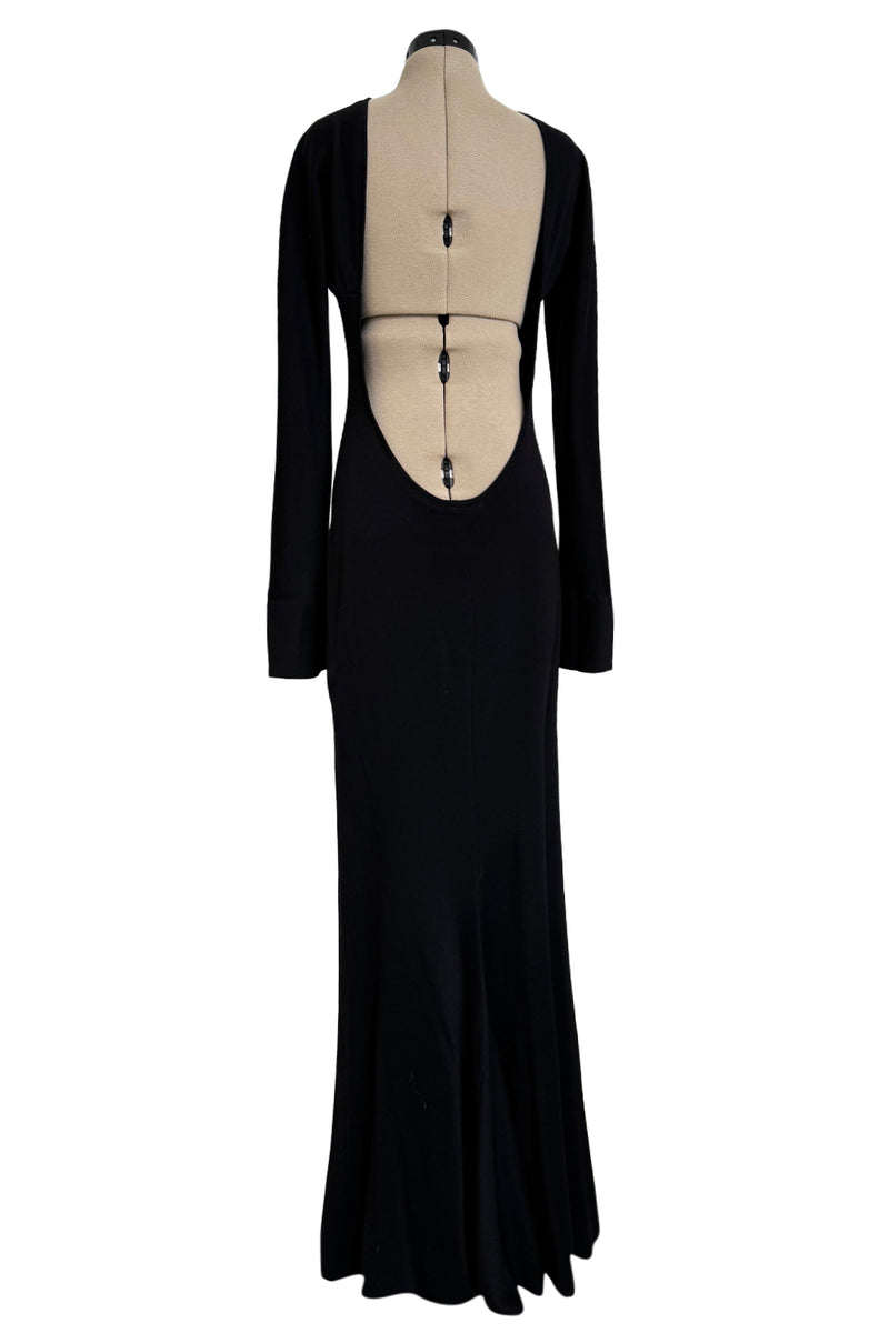 Incredible Fall 1998 Guy Laroche by Alber Elbaz Runway Black Jersey Reissue of the Mireille Darc Backless Dress