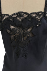 Prettiest Spring 1984 Emanuel Ungaro Haute Couture Black Silk & Handmade Lace Camisole