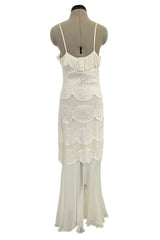 Prettiest Spring 2005 Christian Dior by John Galliano Knit & Silk Chiffon Ivory Dress