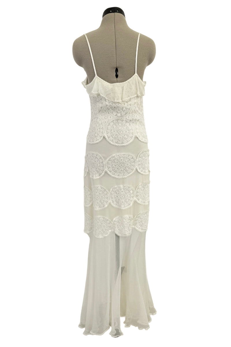 Prettiest Spring 2005 Christian Dior by John Galliano Knit & Silk Chiffon Ivory Dress