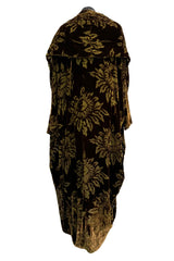 Phenomenal Fall 1991 Jean Louis Scherrer Haute Couture Runway Silk Velvet Cut Devore Cocoon Coat