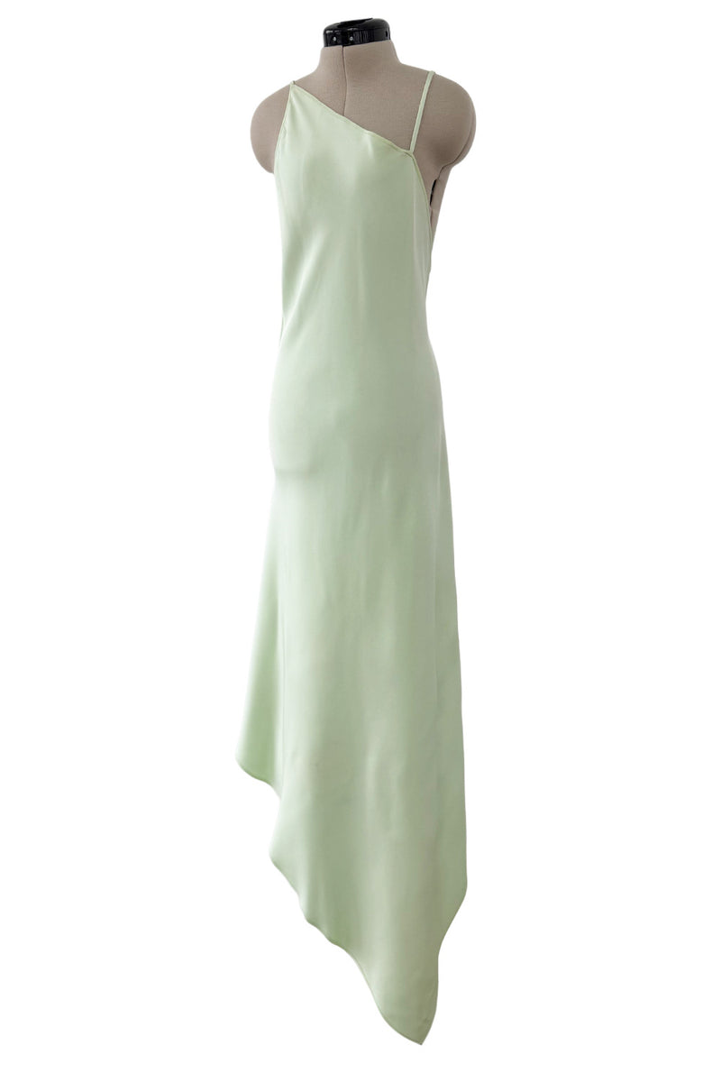 Rare Spring 1978 Philippe Venet the Haute Couture Runwau Sample Pale Mint Silk One Shoulder Dress