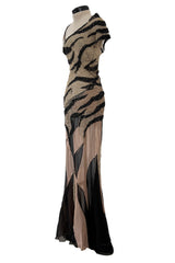 Spring 2001 Jean Louis Scherrer Haute Couture Look 22 Runway Sample Beaded Silk Chiffon & Net Dress