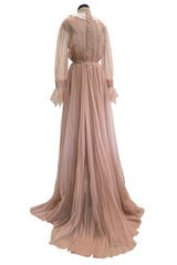 Fall 2020 Gucci by Alessandro Michele Runway Look 29 Dusty Pink Silk Dress & Skirt Overlay Set