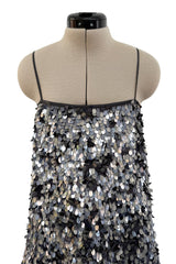 Easy-to-Wear Spring 2020 Emporio Armani Runway Look 59 Grey Silk Organza Silver Sequin Dress