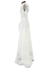 Dreamy Fall 2016 Rodarte Runway Look 40 White Lace, Silk & Net Bias Cut Dress w Hand Done Detailing