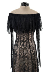 Spring 2017 Alexander McQueen by Saran Burton Runway Look 37 Off Shoulder Black Stretch Net Dress