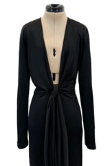 Spring 2018 Givenchy by Clare Wright Keller Long Tie Black Front Plunge Jersey Dress