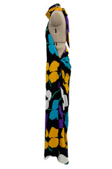 Spring 1984 James Galanos Runway Documented Floral Dress w Low Back