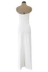 1976 Halston Strapless Iconic Front Tie Bias Cut Dress in White Jersey