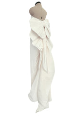 Gorgeous 2013 Lanvin Blanche by Alber Elbaz Strapless Ivory Silk Wedding Dress w Back Bow & Ruffle