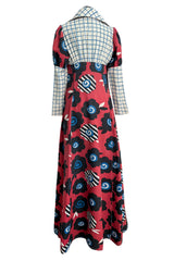 Rare 1969 Ossie Clark Documented Wide Leg Pant & Tie Front Overcoat Set w Celia Birtwell Print