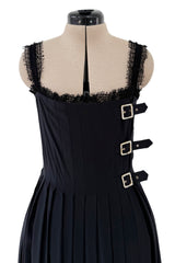 Pre-Fall 2013 Chanel by Karl Lagerfeld Runway Look 65 Black Silk Pleated Dress