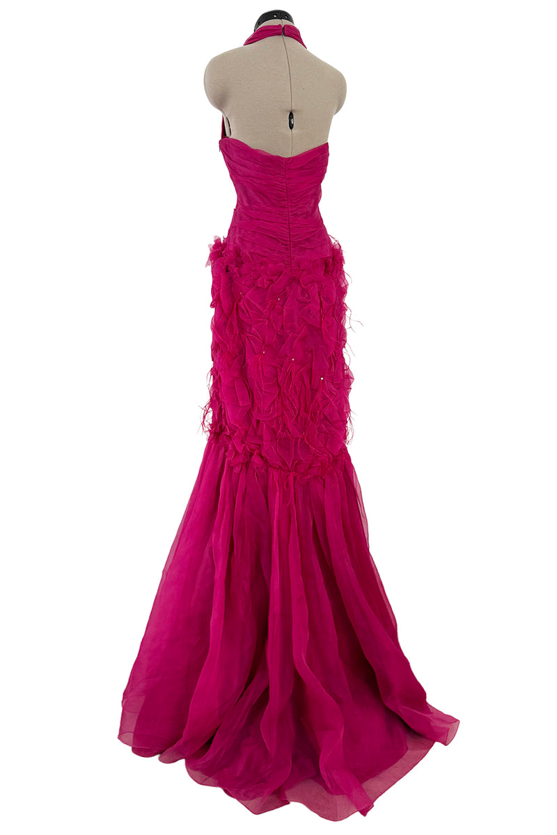 1990s Thierry Mugler Pink Silk Organza Halter Dress w Full Lower Skirt – Shrimpton Couture