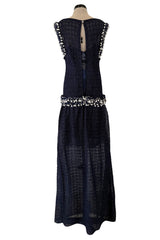 Phenomenal Fall 2010 Chanel by Karl Lagerfeld Deep Blue & Silver Metallic Knit Dress w Glass Pearl Detailing