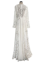 Spectacular Spring 2017 Valentino by Pierpaolo Piccioli Runway Look 52 Zandra Rhodes Print White Silk Chiffon Dress