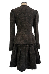 Extraordinary Rare Fall 2016 Dolce & Gabbana Alta Moda Couture Gold Tweed & Lace Covered Jacket & Skirt Suit Set