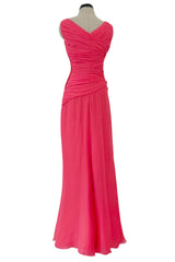 2010s Valentino by Pierpaolo Piccioli & Maria Grazia Chiuri Coral Silk Chiffon Bow Dress w Shawl