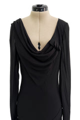 Fabulous Fall 2005 John Galliano Feather Light Bias Cut Black Silk Chiffon Dress w Seaming Detailing