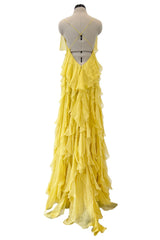 Divine Fall 2019 Valentino by Pierpaolo Piccioli Runway Look 55 Yellow Ruffle Silk Chiffon Dress