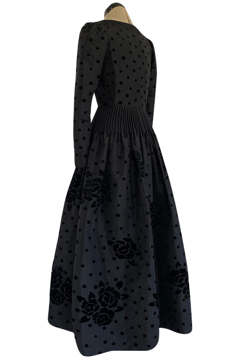 Fall 1974 Louis Mies Couture YSL Silk Taffeta Dress w Hand Embroidered Shrimpton Couture Fall 1974 Louis Mies Couture YSL Silk Taffeta Dress w Hand Embroidered Shrimpton Couture
