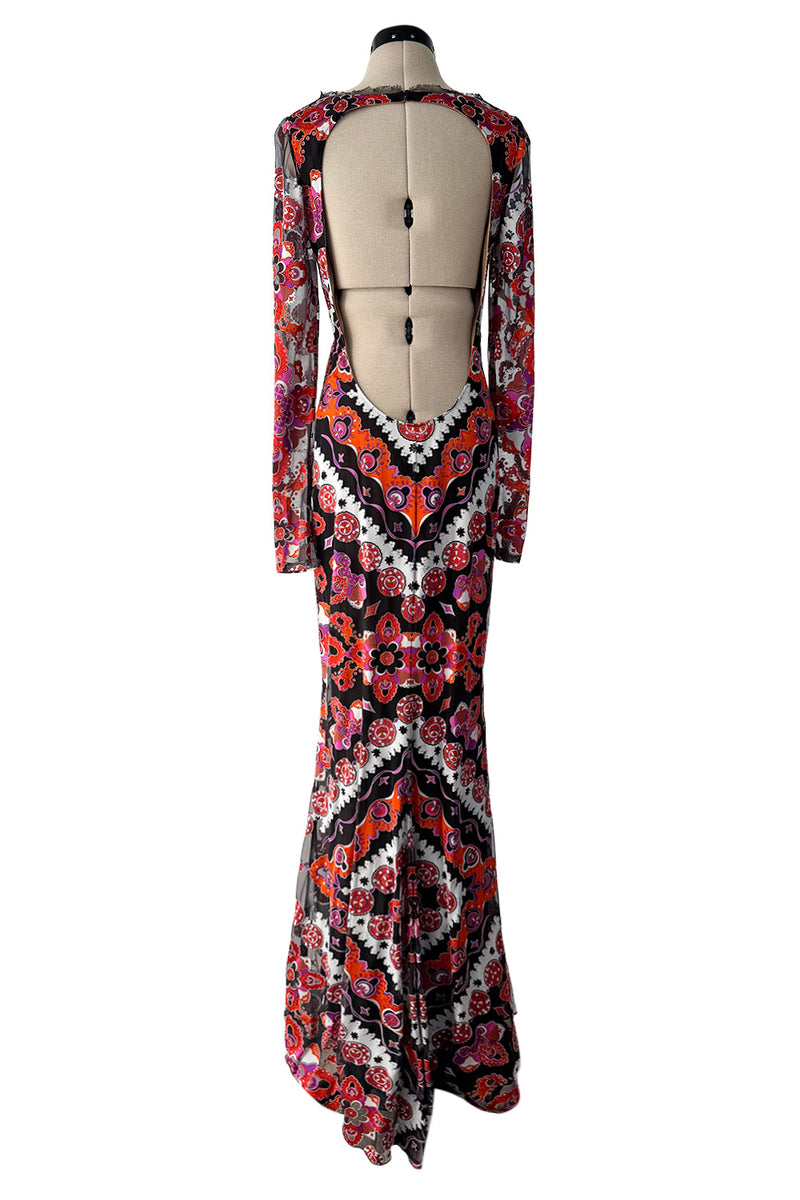 Fantastic Spring 2012 Emilio Pucci by Peter Dundas Runway Look 10 Coral Print Open Back Dress