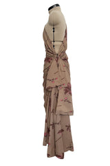 Resort 2008 Prada by Miuccia Prada Look 5 One Shoulder Floral Printed Silk Dress w Low Side Plunge