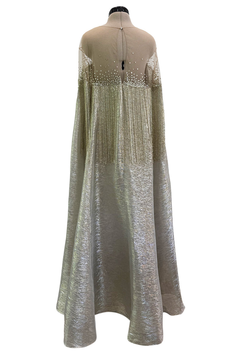 Dreamy Spring 2019 Oscar de la Renta by Laura Kim & Fernando Garcia Runway Look 57 Gold Silver Bead Caftan Dress
